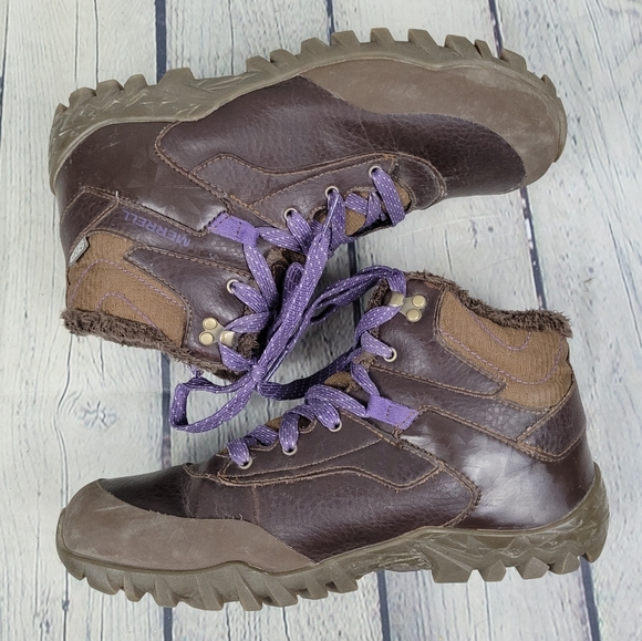 MERRELL | leather lace-up high top hiking outdoor boots - Picture 3 of 12